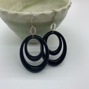 Black Oval Earrings